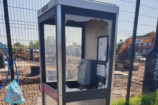 A phone box was vandalised by a group of youths in Blackpool (Credit: Lancashire Police)