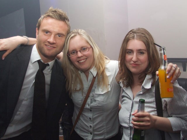 Blackpool Football Club Party at Club Sanuk Ian Evatt with a couple of his fans