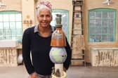 Christine pictured with part of her totem pole