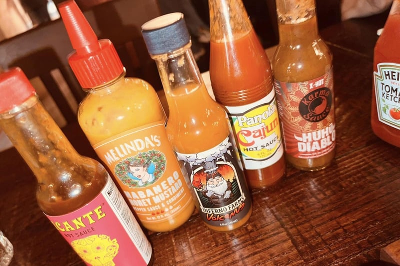 A variety of authentic, US-style hot sauces are available. (Picture by Martin Gardner)