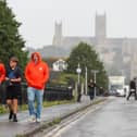 Blackpool fans arrive at the LNER Stadium.