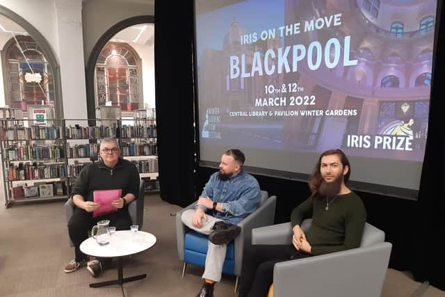 Iris Prize LGBT+ Film Festival director Berwyn Rowlands, producer James Bell and director Leo Lebeau