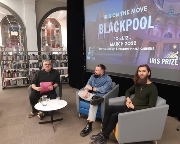 Iris Prize LGBT+ Film Festival director Berwyn Rowlands, producer James Bell and director Leo Lebeau