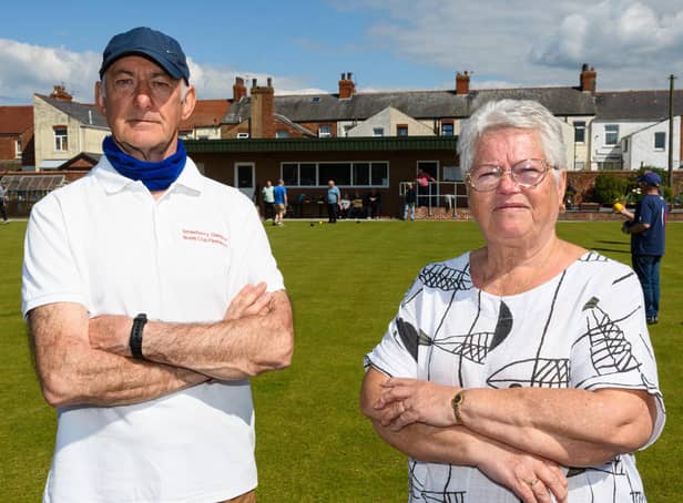 Chairman Dave Walters and Secretary Kath Donnelly at Strawberry Gardens bowling club which  has been hit by new annual rent. Photo: Kelvin Stuttard