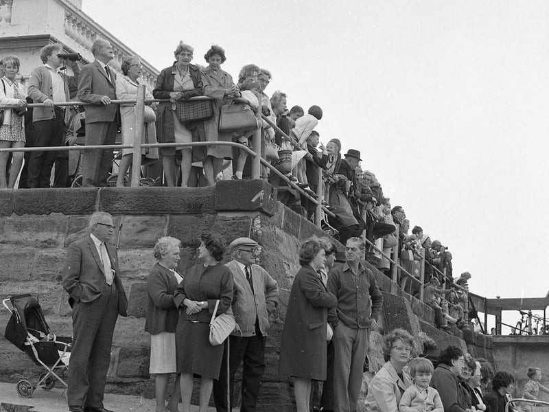 Crowds in Fleetwood watch the resumption of the Isle of Man Steam Packet sailings