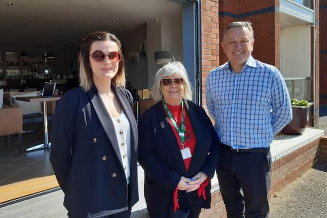 Coun Brenda Blackshaw, centre, with Anna Cochrane and Andrew Whitaker of the Mode Hotel in St Annes