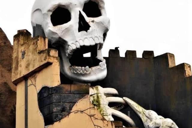 The skull at the top of the Ghost Train ride is lit up but on one occasion staff couldn't turn the lights off, despite disconnecting the power supply. Was it the work of Cloggy? Photo courtesy of Phill Anderson