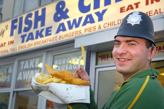 Lucus Dygas outside Lindy's Fish and Chip Take Away