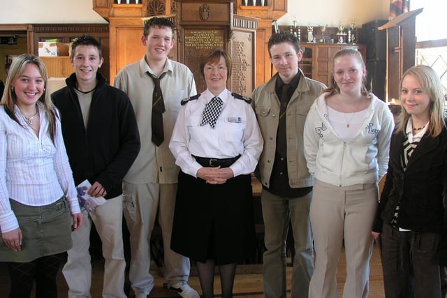 Sixth form pupils from Baines High School with Lancashire Constabulary's Assistant Chief Constable Julia Hodson
