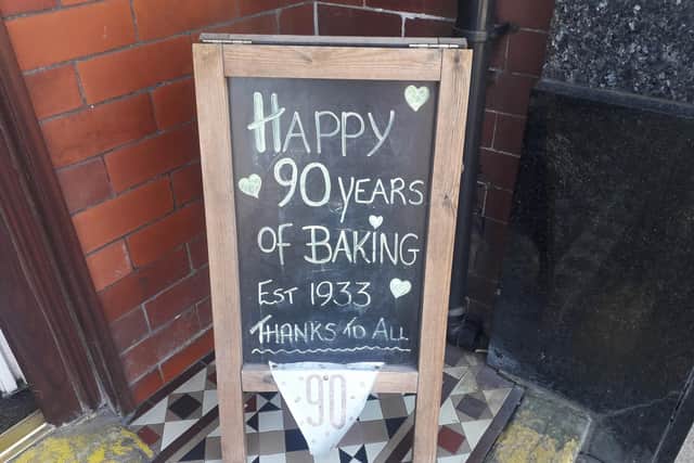Anniversary sign outside JL Bean in Cleveleys