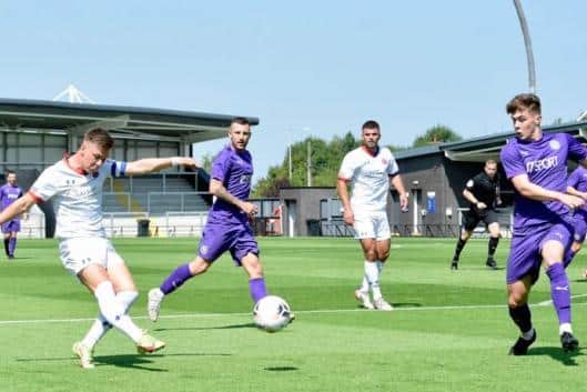 Nick Haughton scored AFC Fylde's opener in the friendly win over Lancaster City Picture: AFC FYLDE