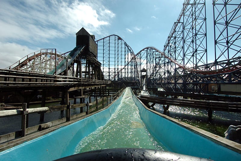 The Log Flume at Blackpool Pleasure Beach closed in 2006. This was the view from the ride on one of the last trips round