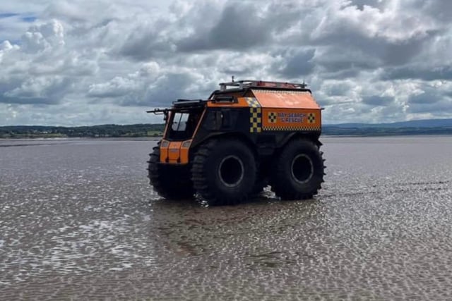 Bay Search and Rescue's amphibious vehicle which took part in the search for more human remains after bones were found on a Morecambe Bay beach.