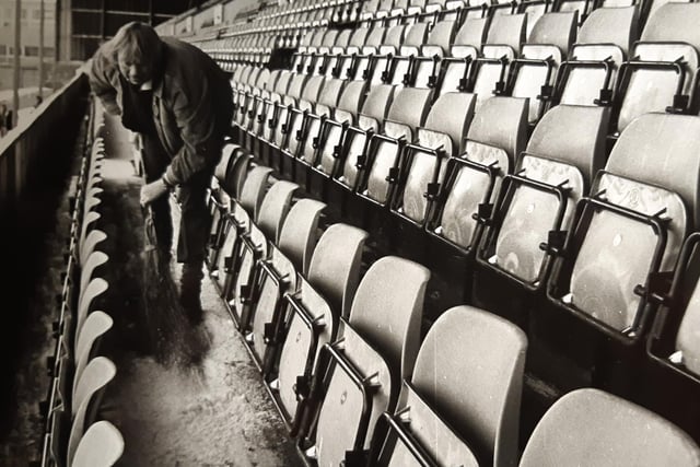 Stadium cleaning in January 1981