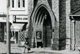 Finks Jewellers on St John's Walk next to St John's Church, 1978