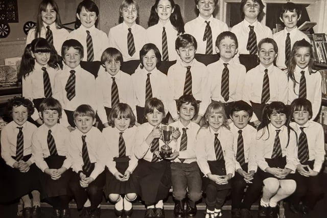 Claremont Junior School choir, 1982, won the Freckleton Chrysanthemum Society Challenge Cup at Freckleton Music Festival
