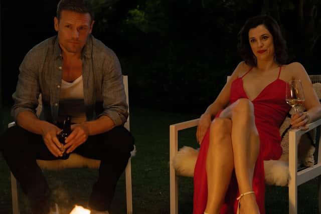 Danny (Sam Heughan) and Becka (Jessica de Gouw) in the new Channel 4 drama The Couple Next Door (Picture courtesy Channel 4)