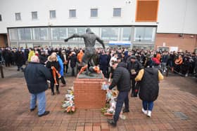 The memorial service held at Bloomfield Road on March 6 for Blackpool FC fan Tony Johnson