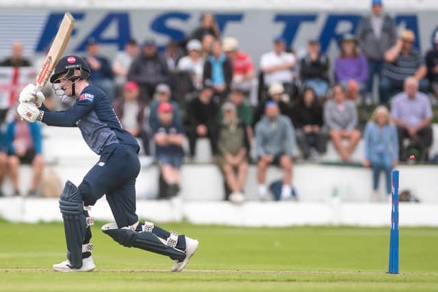 Lancashire batter George Bell is bowled during their match with Kent in Blackpool Picture: Daniel Martino