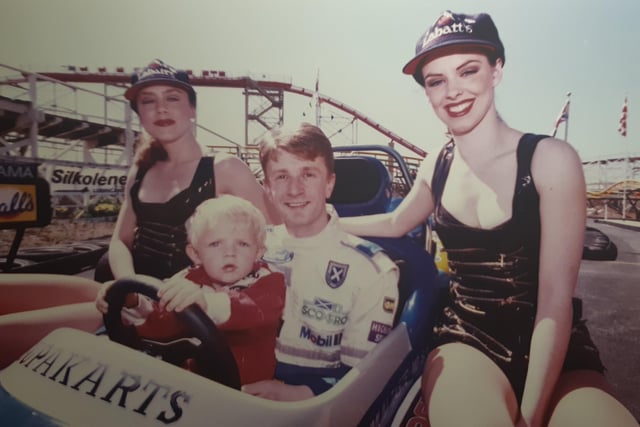 This was the launch of the Go-Karts in June 1996. Pictured are Allan McNish, Morgan Thompson, Melissa Paul and Tracey Gettins