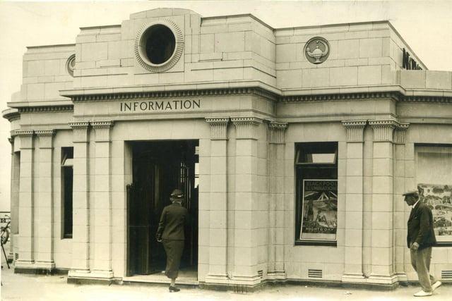 The Information Bureau on Blackpool Promenade in 1934 was a fine example of Art Deco style