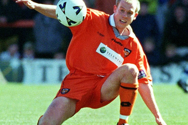 This is John Hills in 1999 during a game against Reading - he was Man of the Match. Hills played for Blackpool from 1994–1995, 1998–2003 and 2007–2008 making 167 appearances