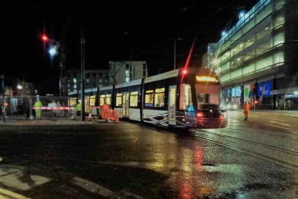 For the first time since the 1960s, trams travelled along Talbot Road as testing started on the new tracks and stops last night (Wednesday, March 16)