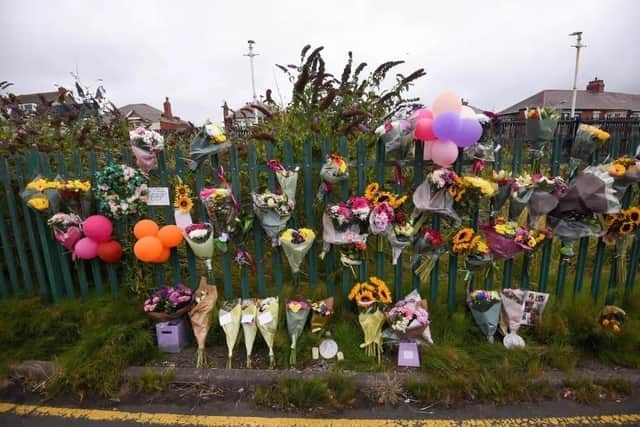 Floral tributes to Kiena Dawes outside her mum's home in Carlyle Avenue, Blackpool
