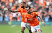 Charlie Patino celebrates after scoring Blackpool's second goal on Saturday