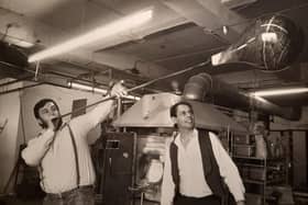 Glassblower David Fleetwood with Glasform director John Ditchfield.
