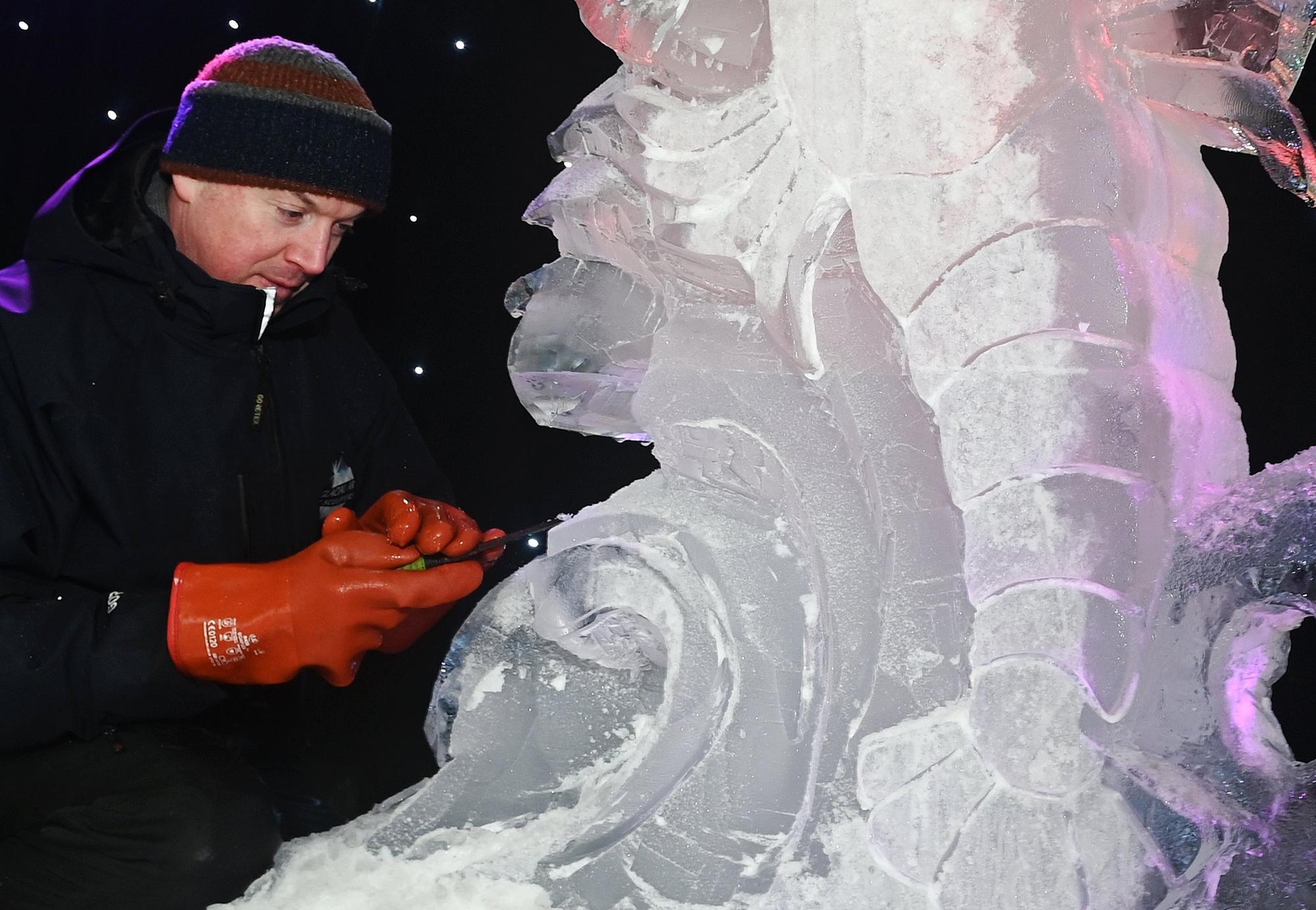 Inside the world of ice sculpting with chainsaw-wielding artist at Fylde Ice Festival