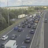 Drivers  experiencing delays on the M6 near Preston (Credit: National Highways)