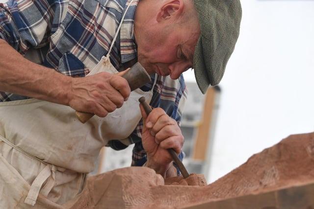 Stone mason Ken Hughes Photo: Neil Cross