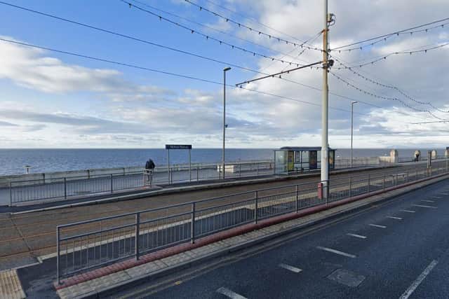A group of thugs assaulted a man after boarding a tram in Blackpool. (Credit: Google)