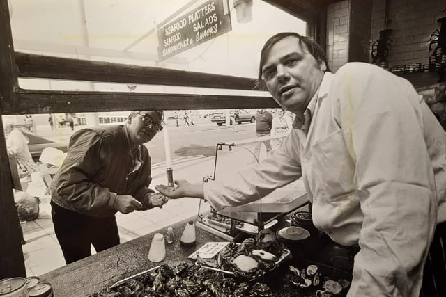 John Gaulton serving at Roberts Oyster Bar in 1985