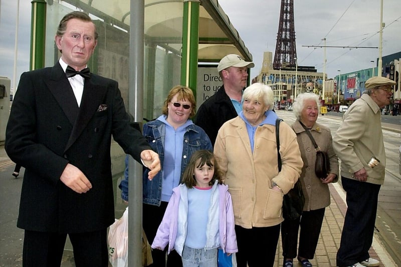 Louis Tussauds waxworks in Blackpool had finished their new Prince Charles model, and decided to put him out on the town - this time at the tram stop
