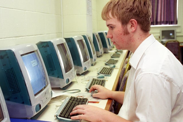 A student working in the IT suite in 1999