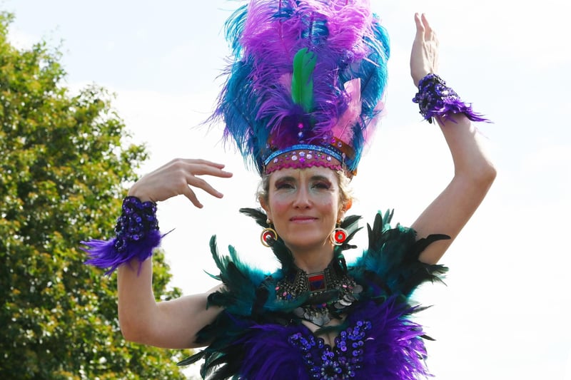 A colourful participant in the Warton Carnival Day procession.