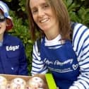 7 Year old Edgar Johnson with his mum Jane from Edgar’s Family Fruit the youngest supplier to the Lancashire supermarket business