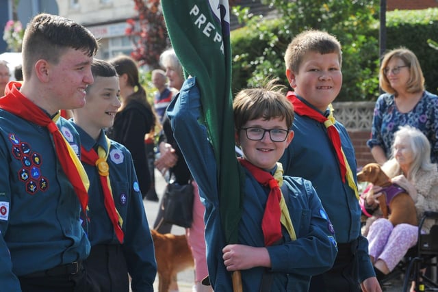 Members of the community take part in the Freckleton Club Day procession through the village.