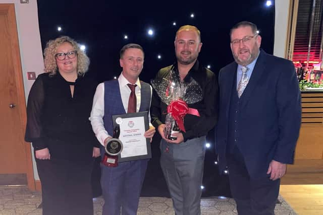 The Garlands team - Louise Watson, Scott Polard, Steven Whalley and  Paul Morgan - during the Thwaites Hospitality Awards evening