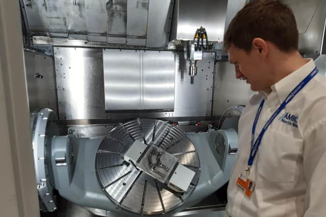 One of the additive manufacturing (3D printing) machines at the new AMRC NW at Samlesbury