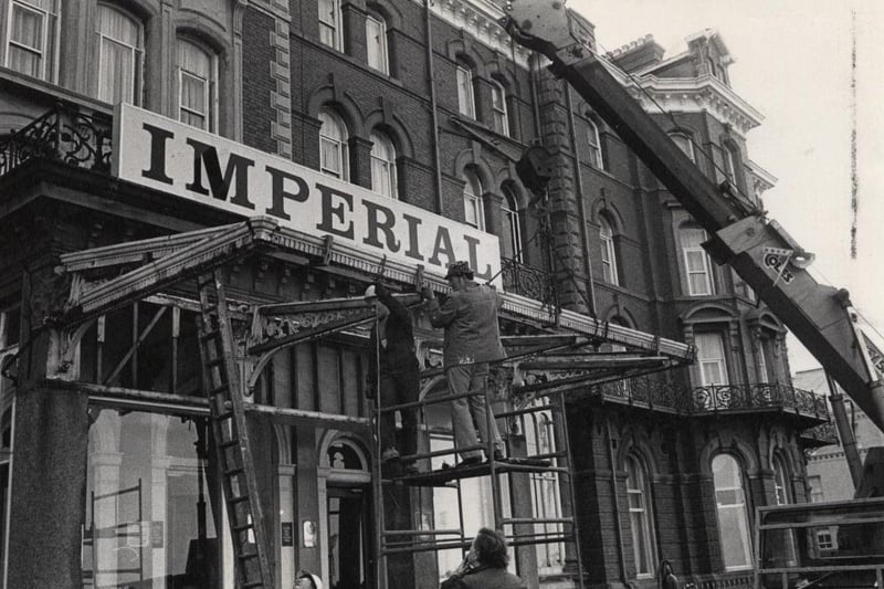 It was the end of an era at Blackpool's Imperial Hotel as the once-grand entrance made a less dignified exit. After 80 years of looking down on the famous, ranging from royalty to politicians, the North Promenade canopy was demolished in April 1983 to be replaced by a more modern structure