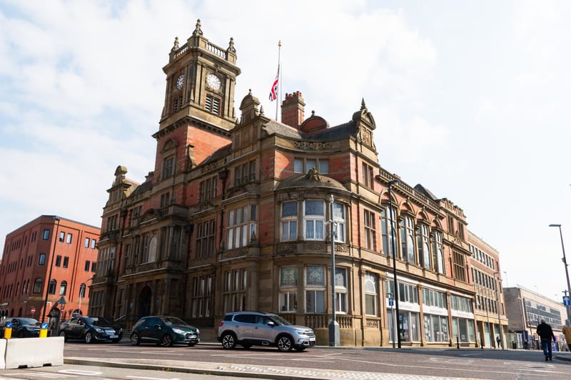 Blackpool Town Hall in Talbot Square was built between 1895–1900 to a design by Potts, Son and Hennings