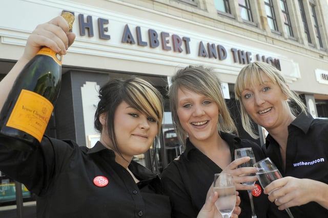 'The Albert and The Lion' on Blackpool Promenade. L-R Charissa Frend, Jayde Weir and Caroline Bawdon