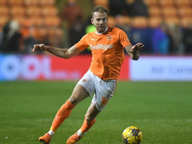 Jordan Rhodes is an injury concern for Blackpool. He was on the receiving end of a tough tackle against Forest Green Rovers. (Photographer Dave Howarth / CameraSport)