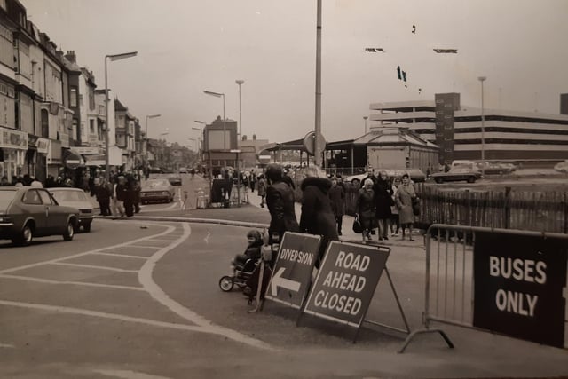 There was a diversion in place in this photo where Central Drive meets Bank Hey Street and Albert Road. Central car park to the right