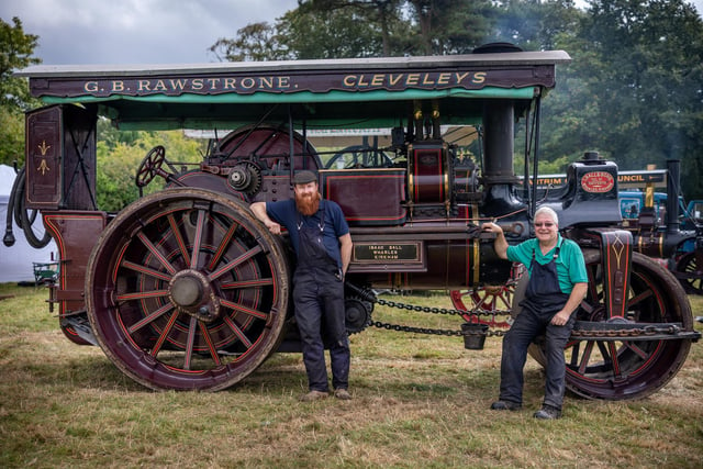 Michael and Stephen Ward with their 12 ton Burrell steam roller 'Old Isaac'.