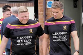 Chris Briers (right) and fellow Fylde team boss Alex Loney can reflect on a satisfying season Picture: CHRIS FARROW / FYLDE RFC