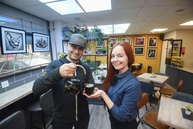 Anna Paprzycka and Shamack Malachowski opened Tea Amantes, a tea room and art gallery next to the Inkden Tattoo studio back in 2021